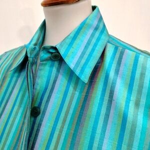 VINTAGE STRIPED RAW SILK BLOUSE